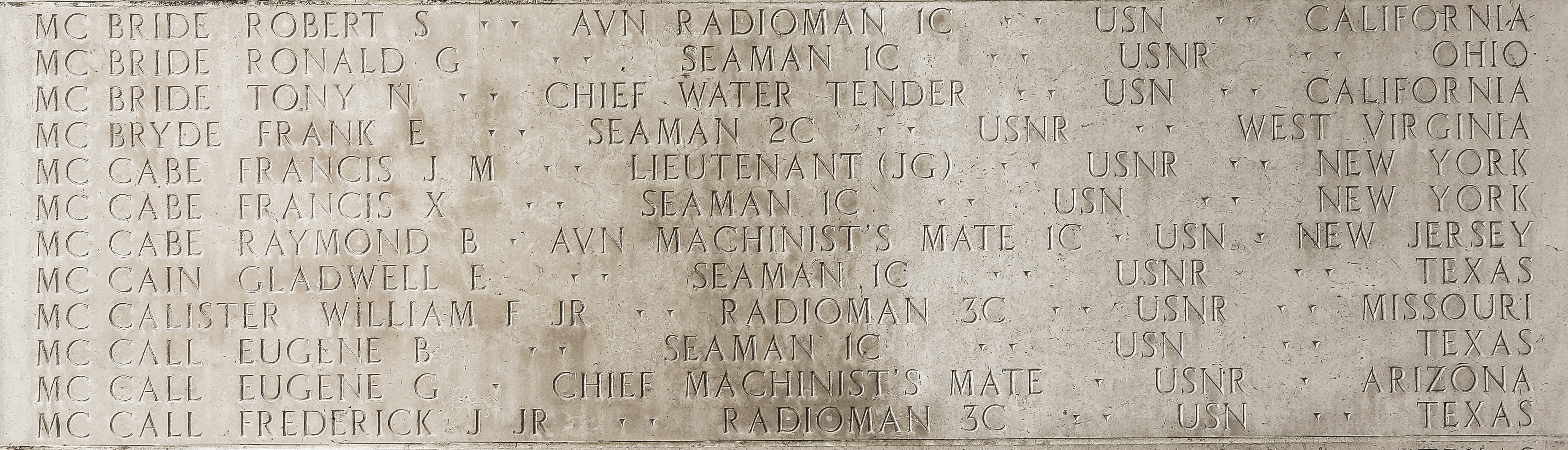 Frederick J. McCall, Radioman Third Class